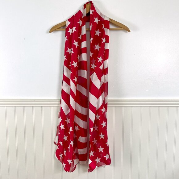 Stars and stripes red and white scarf - Picture 3 of 6